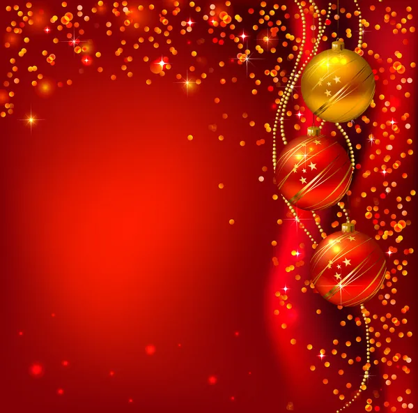 Roter Hintergrund mit Weihnachtskugeln — Stockvektor