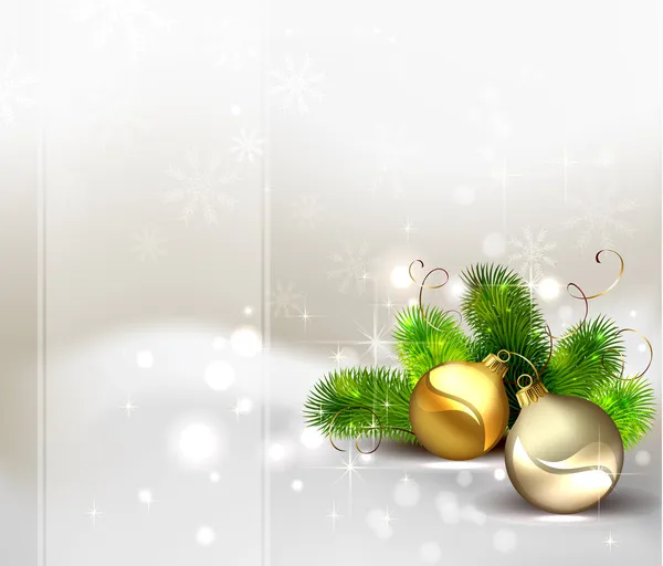 闪耀圣诞背景与晚上球和杉木树 — 图库矢量图片