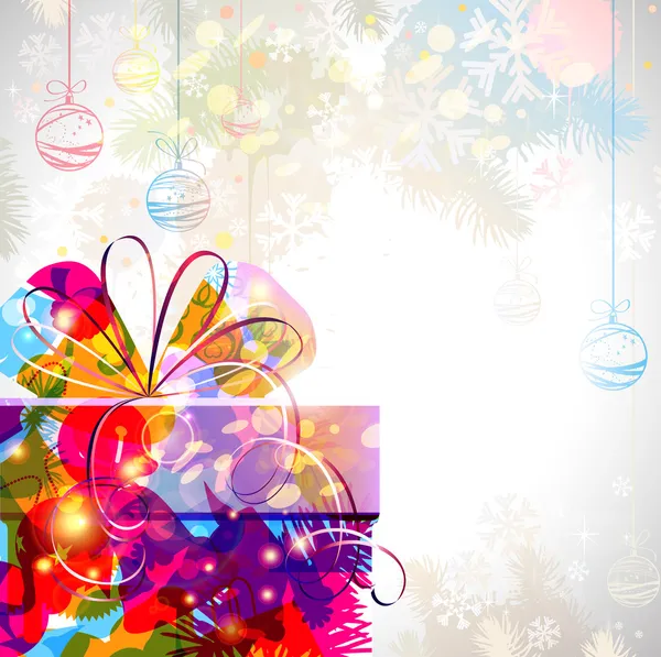 Background with bright Christmas gift — Stock Vector
