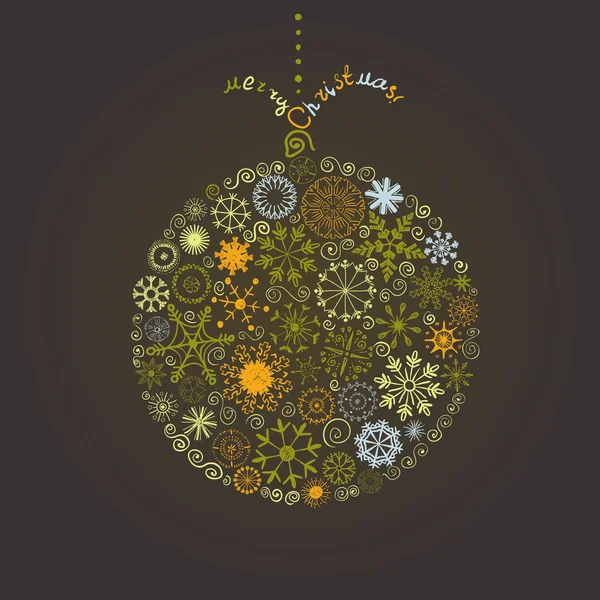 圣诞球用手绘制的雪花 — 图库矢量图片