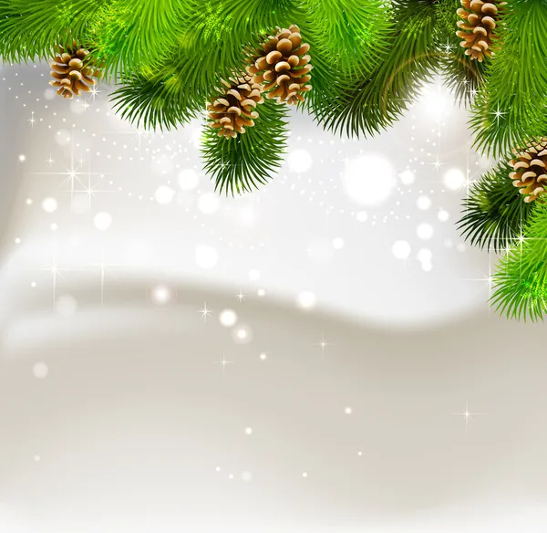Çam ağacı ve koniler Noel arka plan — Stok Vektör
