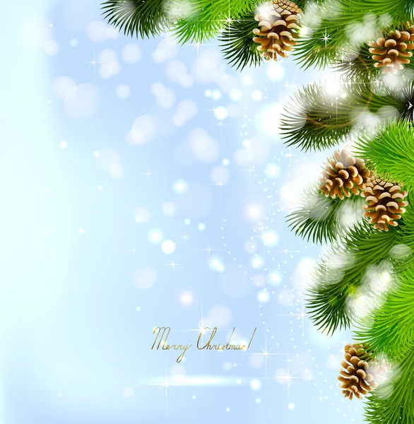 Kerstmis achtergrond met fir tree en kegels — Stockvector