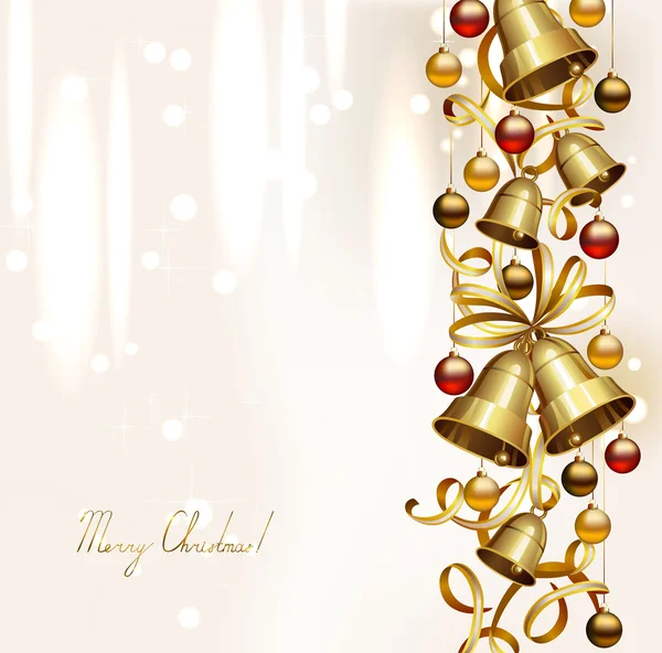 Праздничные колокола с маленькими шариками на рождественском фоне — стоковый вектор