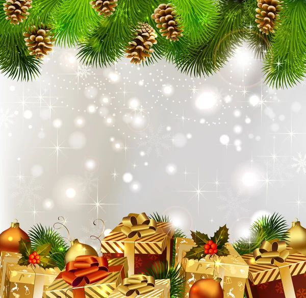 Jul bakgrund med julklappar — Stock vektor