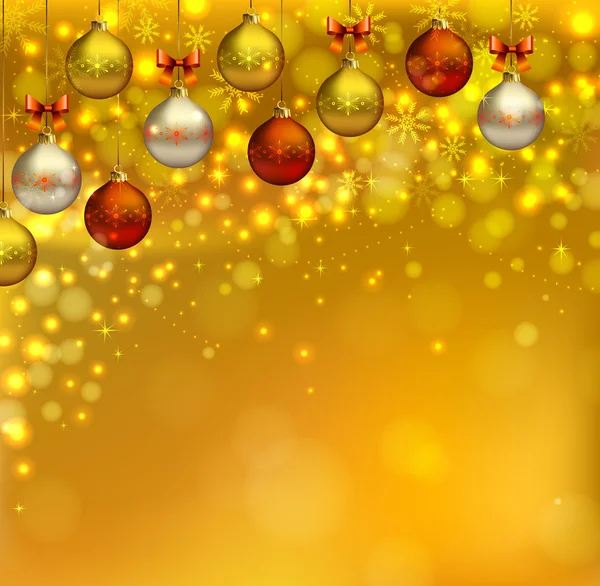 Brilhante brilhou fundo de Natal com bolas de noite brilho —  Vetores de Stock