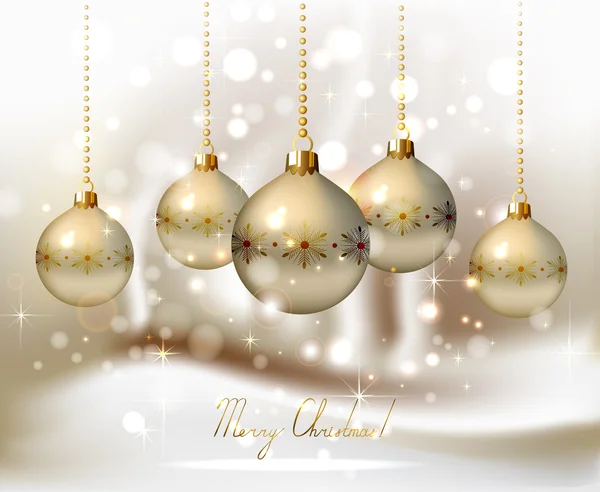 Elegant glimmered jul bakgrund med kvällen bollar — Stock vektor