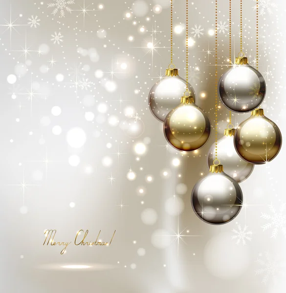 Elegant Christmas background with three evening balls and gold garlands ...