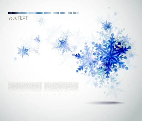Kerstmis achtergrond met abstracte winter blauw sneeuwvlokken — Stockvector