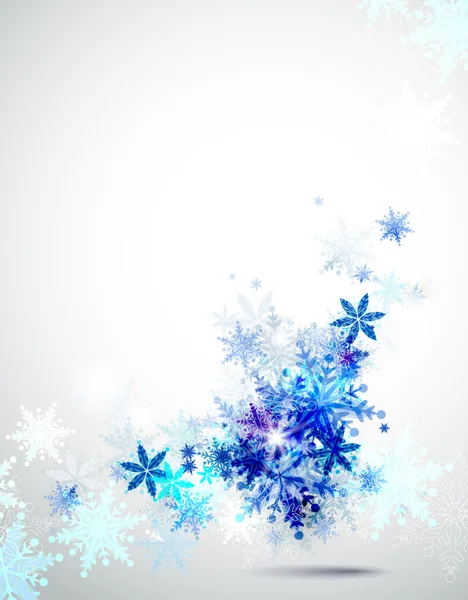 Fondo de Navidad con copos de nieve abstractos de invierno — Vector de stock