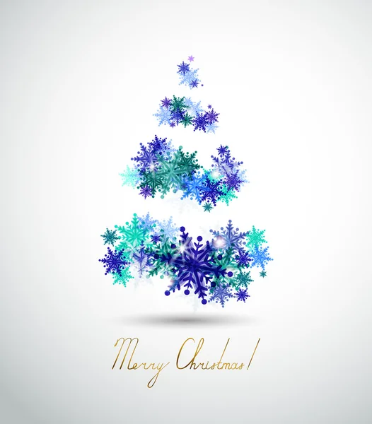 Kerstmis achtergrond met abstracte fir tree en winter sneeuwvlokken — Stockvector