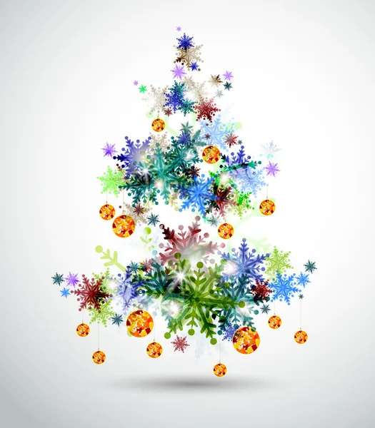 추상적인 전나무 나무와 겨울 눈송이와 크리스마스 배경 — 스톡 벡터
