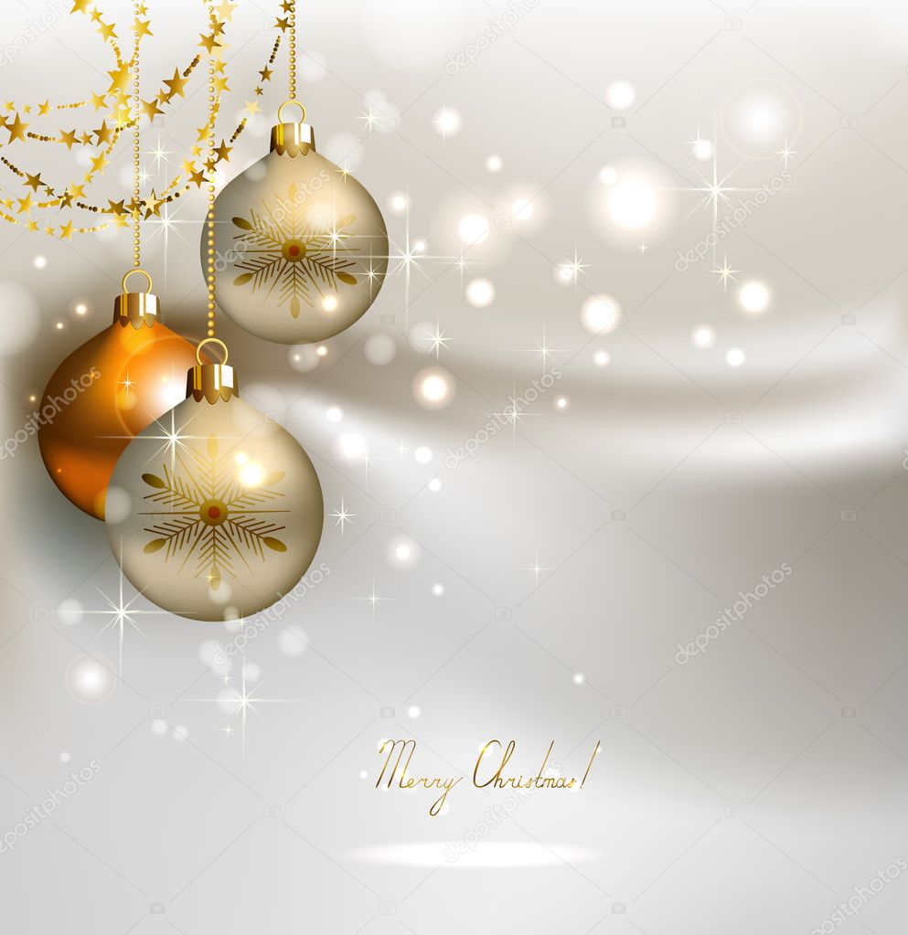 Elegant glimmered Christmas background with shine evening balls