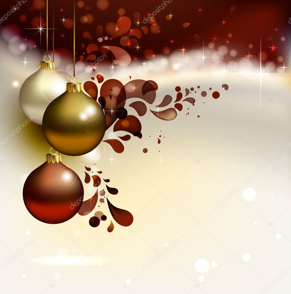 Glimmered Christmas background with evening balls