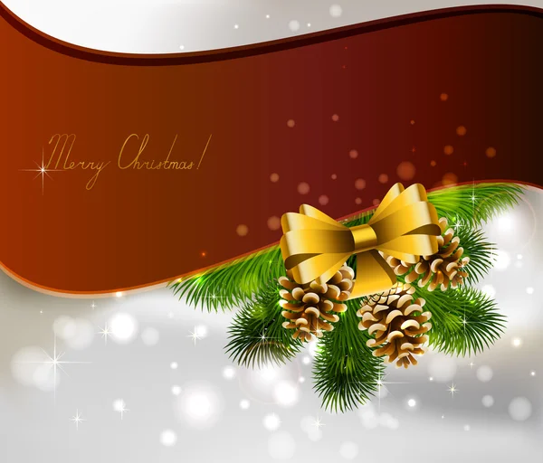 圣诞背景与三个锥和杉木树 — 图库矢量图片