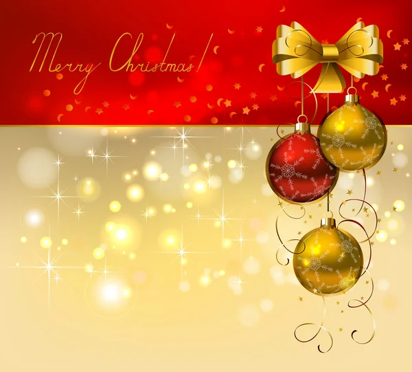 Vánoční pozadí s červenými a zlatými večer míčky — Stockový vektor