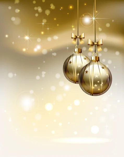 Fondo de Navidad reluciente con dos bolas de noche — Archivo Imágenes Vectoriales