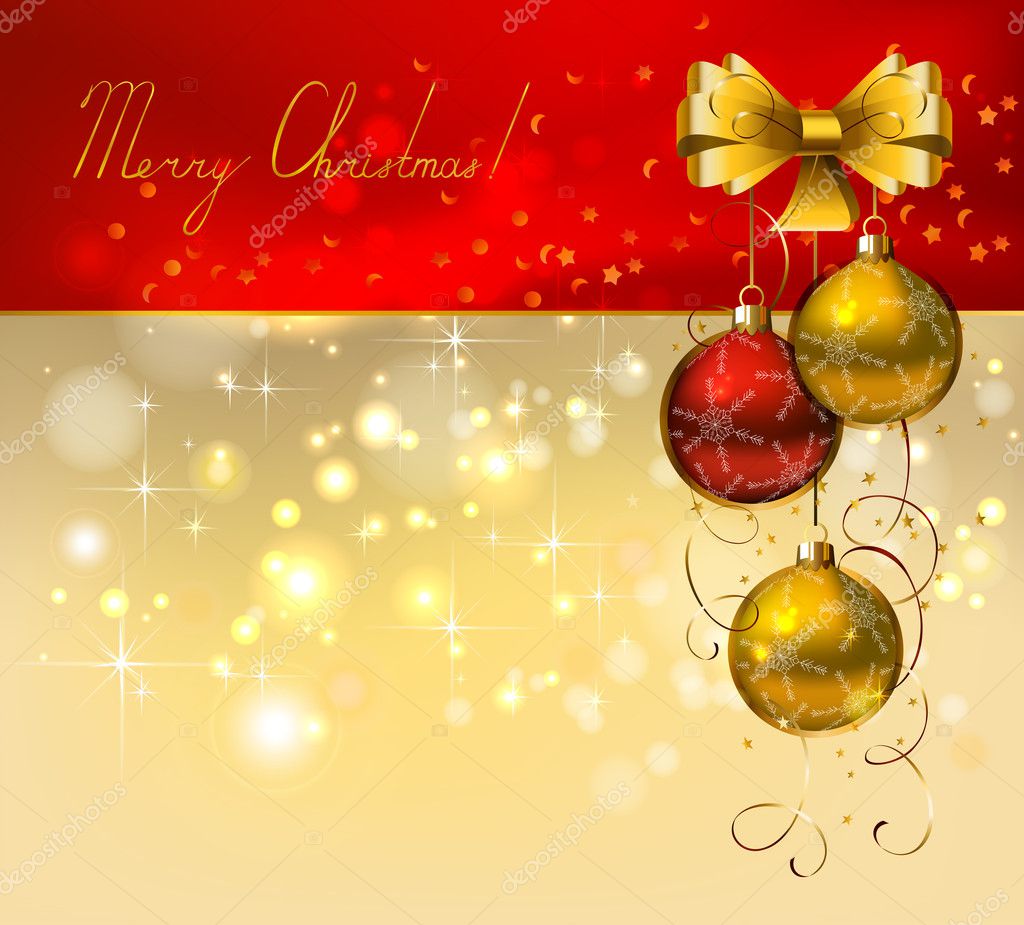 Christmas background with red and gold evening balls Stock Vector Image ...