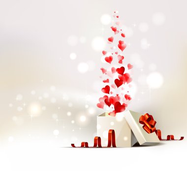 Background with opening gift of Valentine's day clipart