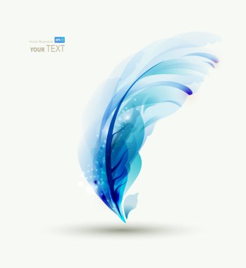 One Abstract blue writing feather