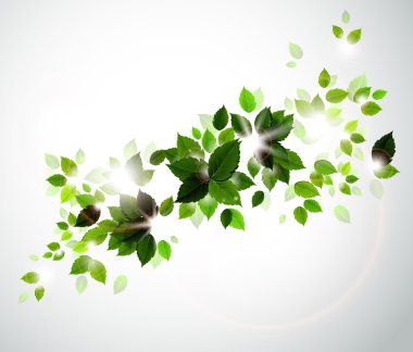 Background with fresh green leaves clipart