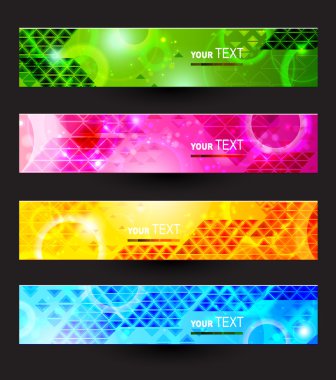 Headers set of four color banners of the abstract clipart