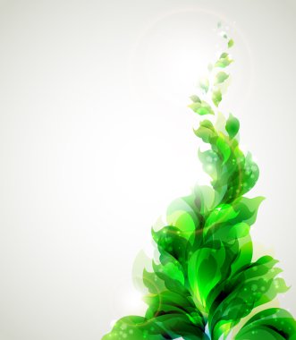 Green branch with abstract leaves clipart