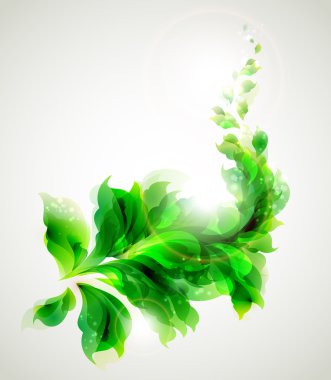 Green branch with abstract leaves clipart