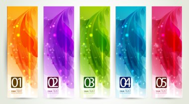 Set of five banners, abstract headers clipart