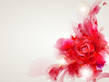 Abstract soft background with red rose clipart