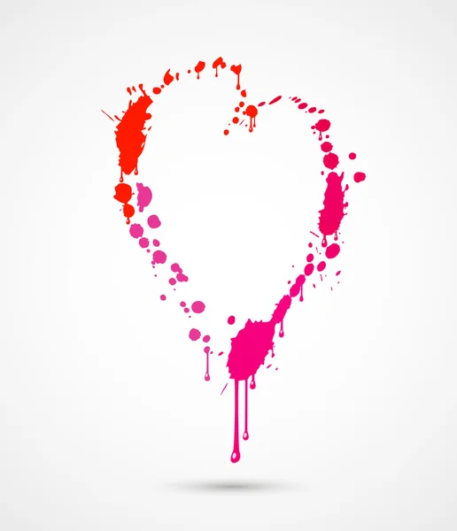 Tekening heart door roze en rode vlekken — Stockvector