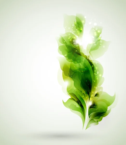 Branche verte aux feuilles abstraites — Image vectorielle
