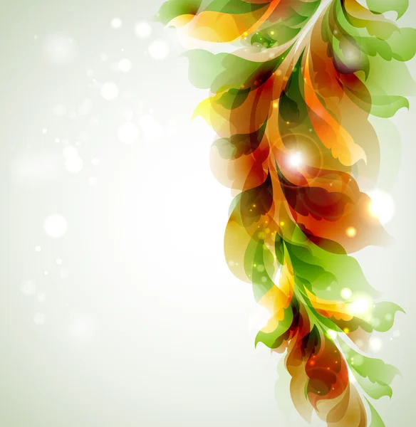 Разноцветная ветвь с абстрактными листьями — стоковый вектор