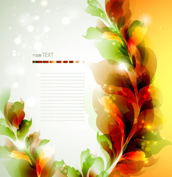 Branche de couleur variée aux feuilles abstraites — Image vectorielle