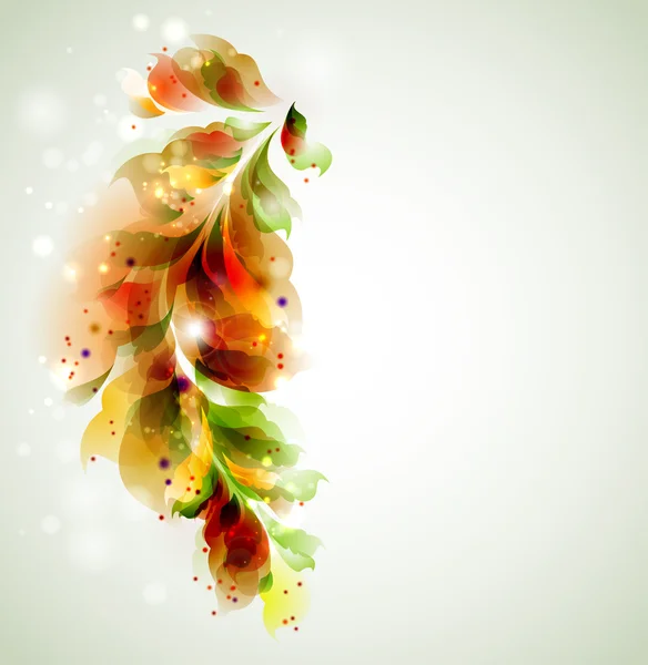 Разноцветная ветвь с абстрактными листьями — стоковый вектор