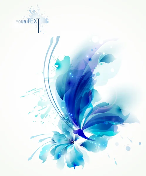 Abstraktní motýl s modrou, na květ — Stockový vektor