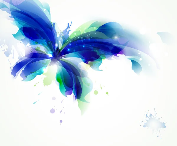 Abstraktní motýl s modrými a azurová Blot — Stockový vektor