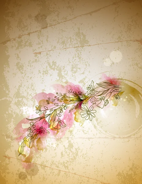 Обрізний фон з намальованою вручну квітковою гілкою — стоковий вектор