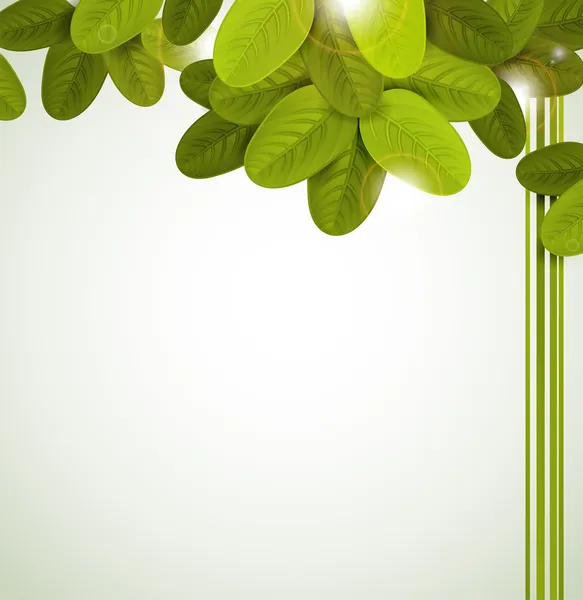Árbol de estación con hojas ovaladas verdes — Vector de stock