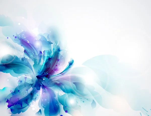 Bakgrund med blå abstrakt blomma — Stock vektor