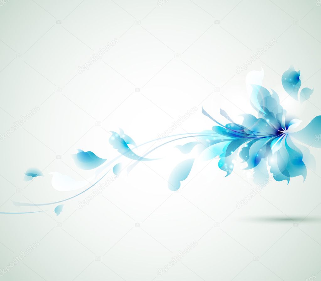Tender background with blue abstract flower
