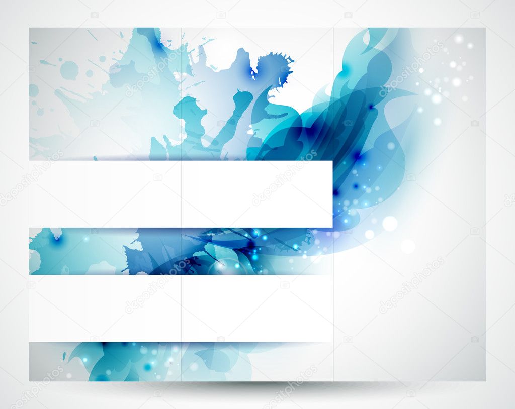 Set of three banners, abstract headers with blue blots