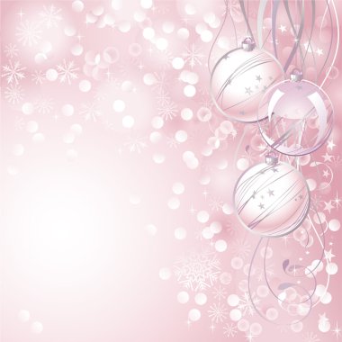 Pink Christmas backdrop with three balls clipart