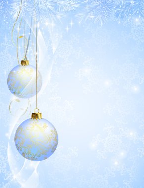 köknar-ağaca tutunan mavi Noel topları