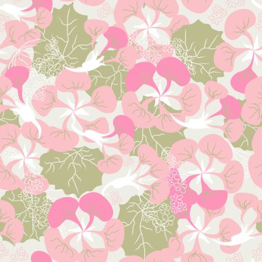 Seamless ornament of pink Begonia clipart