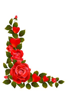 Red roses and leaves formative comer clipart