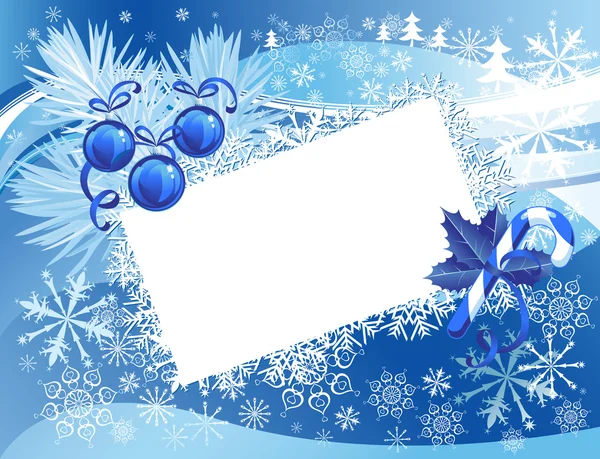 青い雪の降るクリスマス背景 — ストックベクタ
