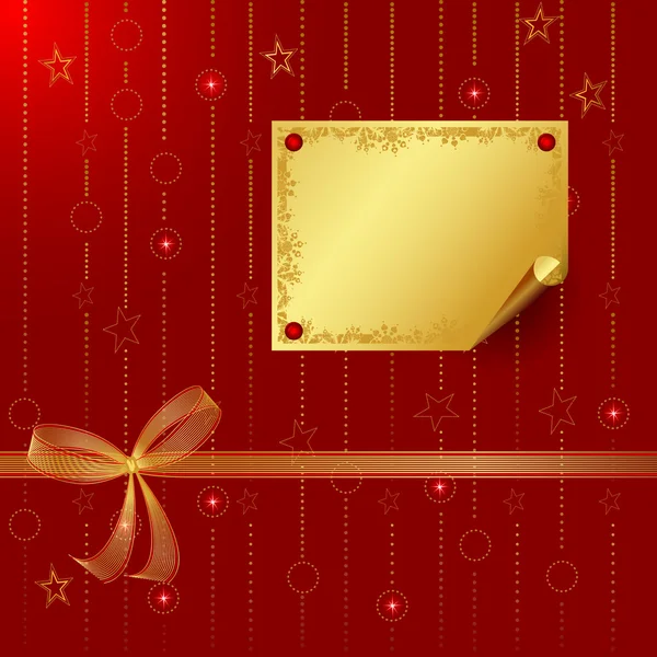 Fundo de Natal vermelho com cartão de saudação — Vetor de Stock