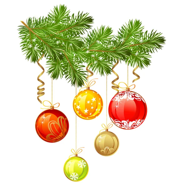 Geïsoleerde Kerstmis tak van de zilverspar-boom — Stockvector