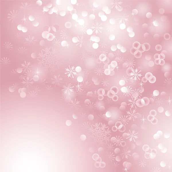 Vektor rosa glänsande jul bakgrund med snöflingor — Stock vektor