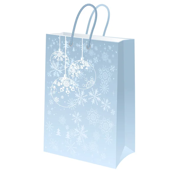 Blaues Weihnachtspaket zum Einkaufen — Stockvektor
